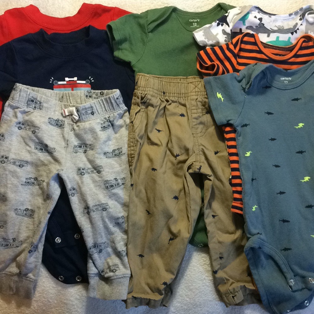 8pc 12 month onesies pants outfits bundle
